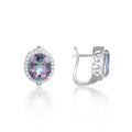 China Factory Fashion 925 Sterling Silver Jewelry Earring CZ Halo Natural Mystic Quartz Rainbow Earrings