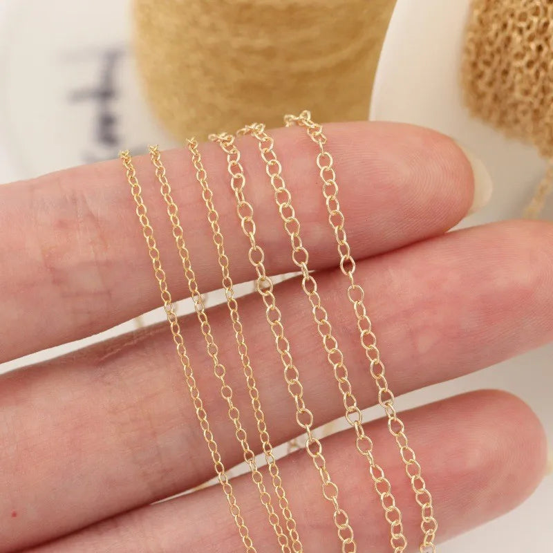 Classic 14K Gold Filled Tiny Round Cable Chain for Jewelry Women Bracelet Making