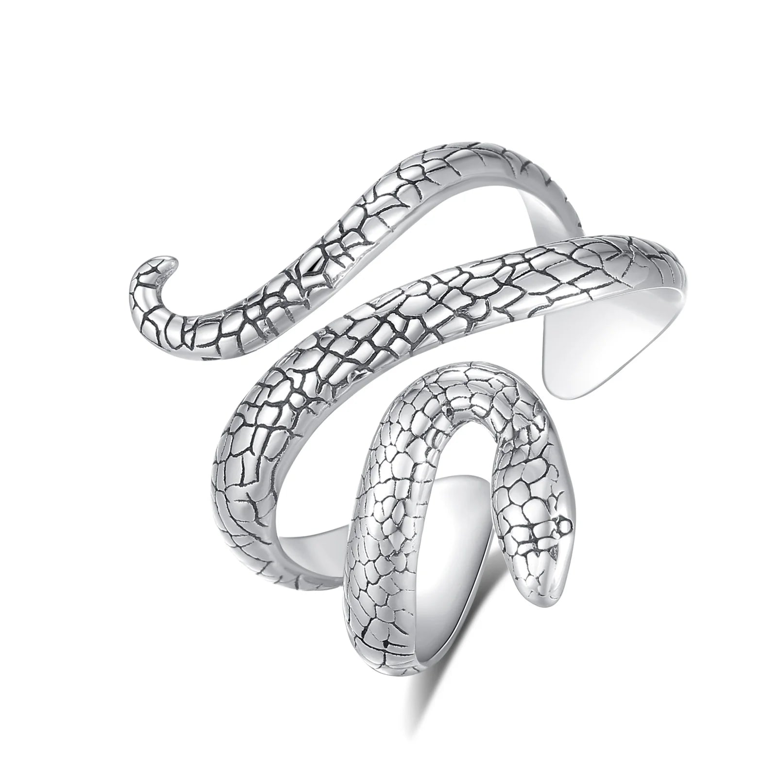 Merryshine 925 Sterling Silver Mens Jewellery Custom Jewelry Gothic Vintage Punk Black Snake Shaped Head Finger Ring for Men