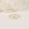 Artistic Hollow Split Crossing Ring Three Stone Bezel Setting Lab Grown Diamond 10K 14K Solid Yellow Gold Bridal Promise Ring