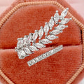 CAOSHI Bridal Jewelry Silver Gold Color Chic Marquise Shape Withe Zirconia Ring for Women Open Adjustable Leaves Finger Ring
