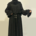 Wholesale New Ladies Ironless Pleated Dress Islamic Clothing Flare Sleeve Long Muslim Clothing Bling Sparkly Abaya
