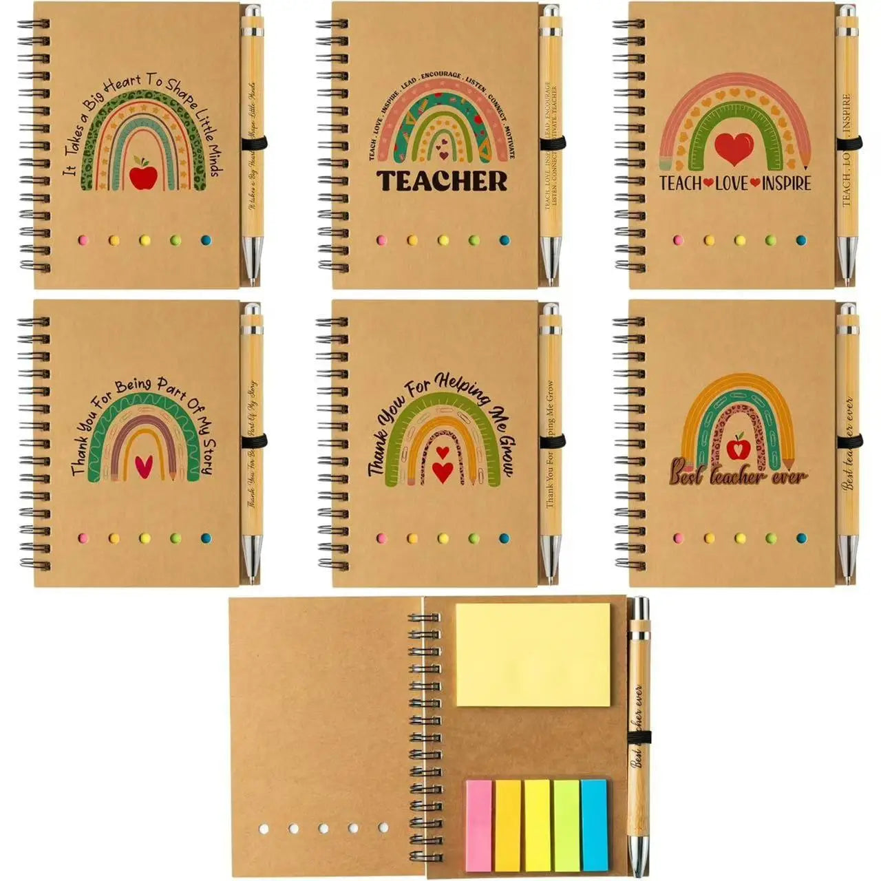 Teacher Rainbow Coil Notebook Convenience Sticker Set Student Kraft Paper Plan Notebook Color Thickened Notebook Customized Logo