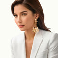 Exaggerated Big Flower Pendant Drop Earrings for Women Trendy Long Earrings Hanging Fashion Female Jewelry Ear Accessories Gifts