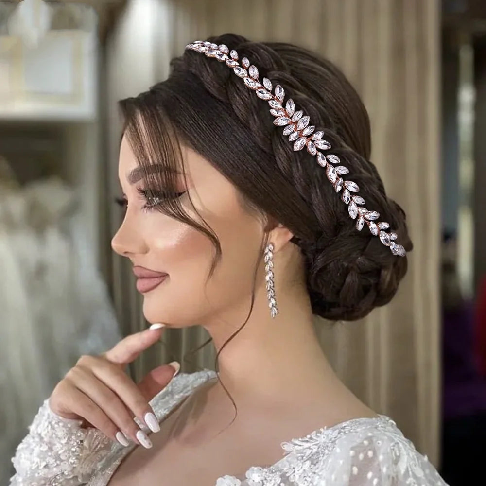 Handmade Fashion Crystal Wedding Hair Accessories Bride Hair Comb Rhinestone Headband Bridal Headpiece for Women