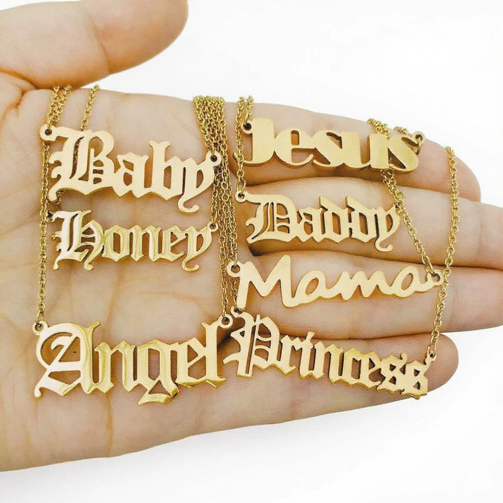 Stainless Steel 18k Gold Custom Jewelry Any Language Font Babygirl Mom Name Necklace Bijoux Personalised