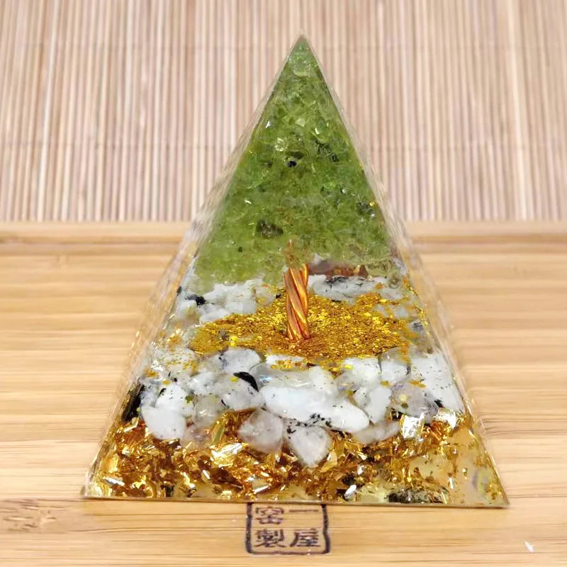 Natural Crystal Tree of Life Energy Pyramid Healing Gem Orgonite Pyramid Crystal Pyramid