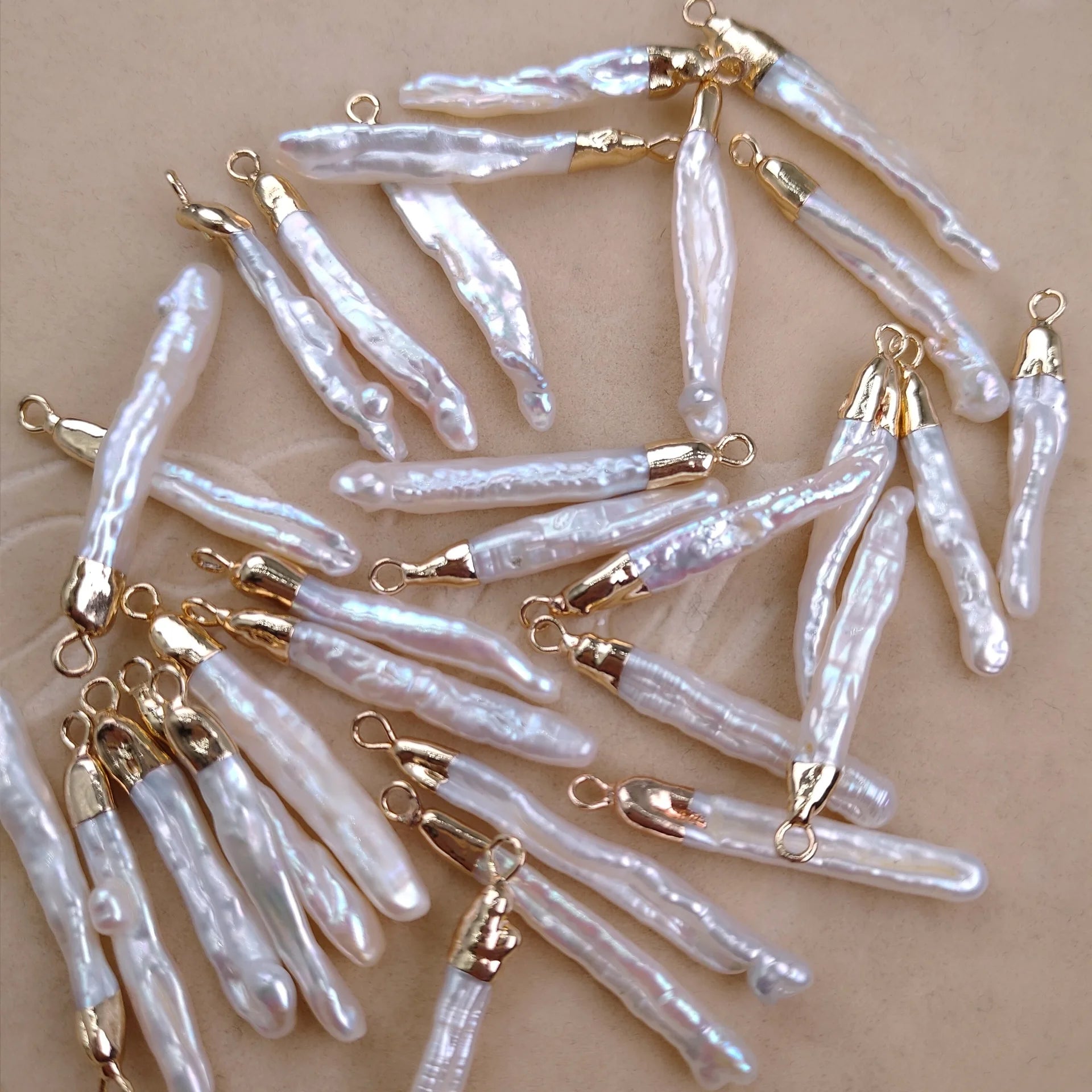 20mm 14K Gold Plating Freshwater Pearl Baroque Beads Cham Toothpick Pearls for Jewelry Making