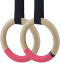 Gymnastic Wooden Gym Rings for Gym with Adjustable Strap and Non-slip Belt