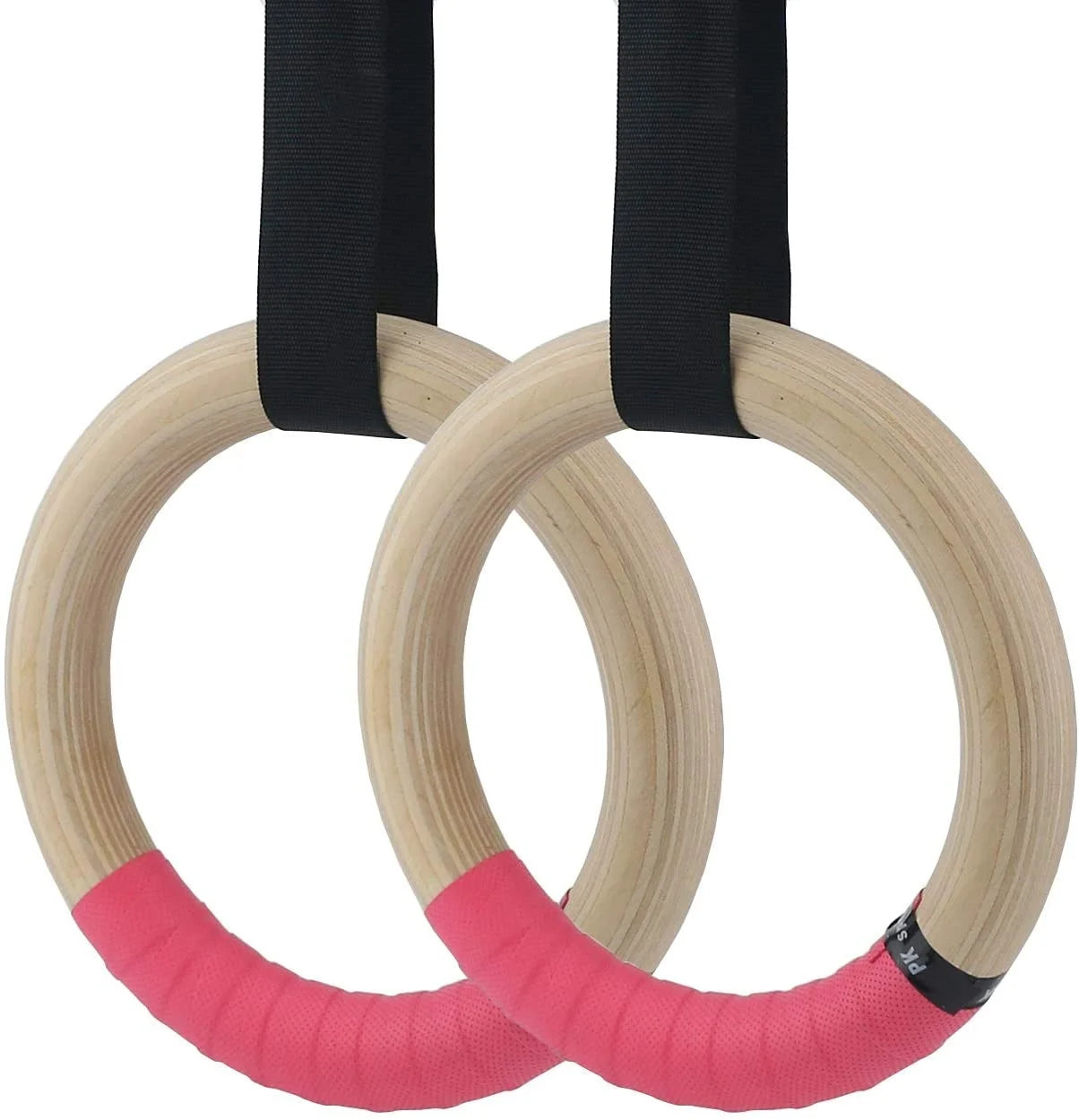 Gymnastic Wooden Gym Rings for Gym with Adjustable Strap and Non-slip Belt