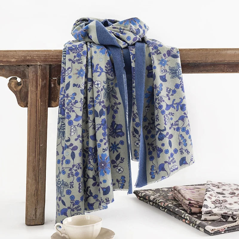Zifeng OEM Schal New Elegant Floral Ladies Shawl Printed Cashmere Scarf