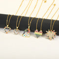 New Trendy Colorful Gemstone Zircon Heart Pendant Necklace  Jewelry for Wholesale Couple Gift