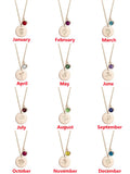 Custom Name Stainless Steel 12 Birth Flower Pendant Necklace Rose Gold Plated Birthstone Coins Necklace for Birthday Gift