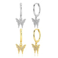 YHE0298 Minimalist Fashion 925 Sterling Silver Gold-Colored Zircon Butterfly Drop Earrings Party-Jewelry Gifts for Women Girls