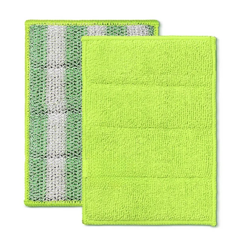 Household Double-Sided Kitchen Cleaning Scouring PadThickened Absorbent Reusable Microfiber Silver Wire Sponge Cloth