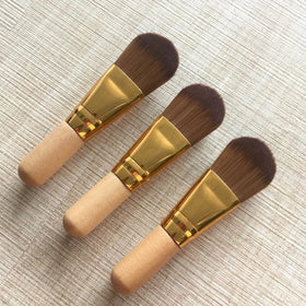 Professional Foundation Makeup Brush Mask Applicator Bamboo Handle Silicone Flat Brush for Face