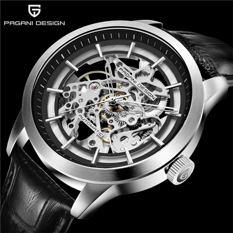 2021 PAGANI DESIGN Brand Fashion Leather Gold Watch Men Automatic Mechanical Skeleton Waterproof Watches Relogio Masculino Box