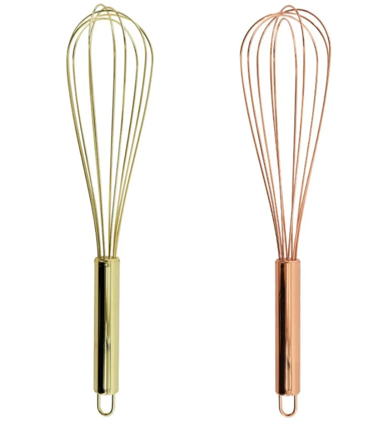 Copper and Gold Stainless Steel Manual Whisk Metal Egg Beater and Milk/Eggs/Food Blender for Home Kitchen Use