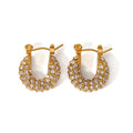Luxury 18K Gold Plated Stainless Steel Hoop Earrings for Women Shiny Full Cubic Zircon Diamond Micro Paved Trendy Style Parties