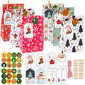 Christmas Advent Calendar Gift Bags with Wooden Clips & Stickers Tags DIY Crafts Paper Bags for Christmas Decorations