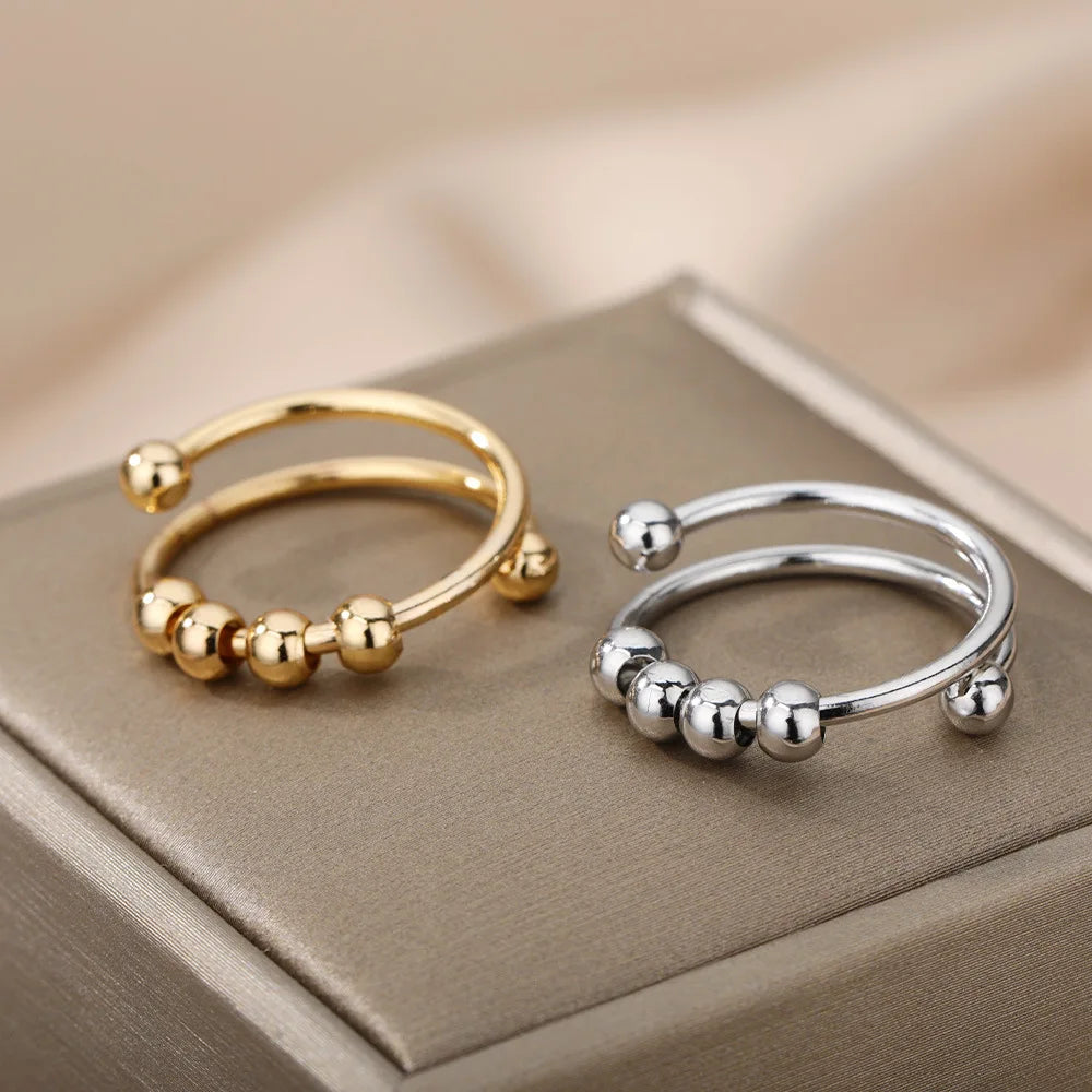 SC New Design Spinning Fidget Rings Gold Plated Jewelry Stainless Steel Spinner Open Adjustable Anxiety Rings