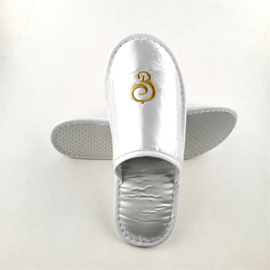 Hotel Disposable Satin Slippers with Custom Logo Option