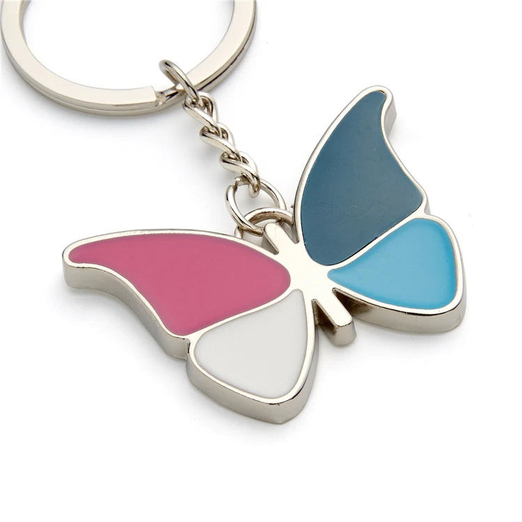 Wholesale Custom Cartoon Metal Keychain Butterfly Shape Zinc Alloy Animal Keychain