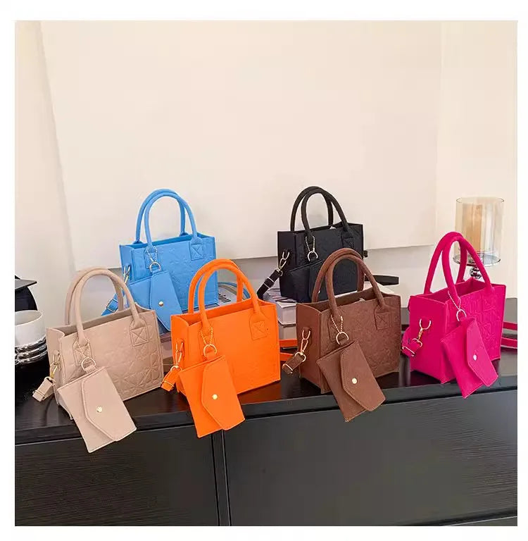 Korean Mini Style Two-Piece Portable Crossbody Bag Cute Ladies Casual Handbag in Solid Color for Spring Wholesale