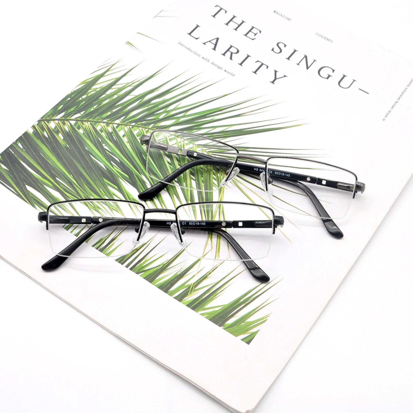 HIGO Classic Square Men's Metal Semi-Rimless Optical Eye Glasses for Daily Wear