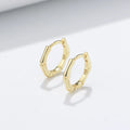 Minimalist Hoop Earrings 925 Sterling Silver 18k Gold Plated Bamboo Joints Huggie Earrings