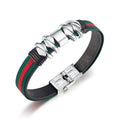 Wholesale Latest Design Fashion Jewelry Wholesale Vintage Stainless Steel Double Layer Colorful Leather Arm Bracelet Men