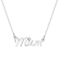 Elegant 925 Silver Mum Necklace with Zircon Accent - Sterling Silver Mothers Day Gift Cursive Pendant Jewelry for Mum