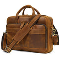 SCHLATUM Quality Large Capacity Crazy Horse Genuine Leather Men 15.6 Inch Office Business Computer Laptop Briefcase Bag