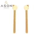 Ason Design Cheap Fashion Jewelry Circle Gold Plated Tassel Drop Earrings Stainless Steel Wedding Party Earrings for Women