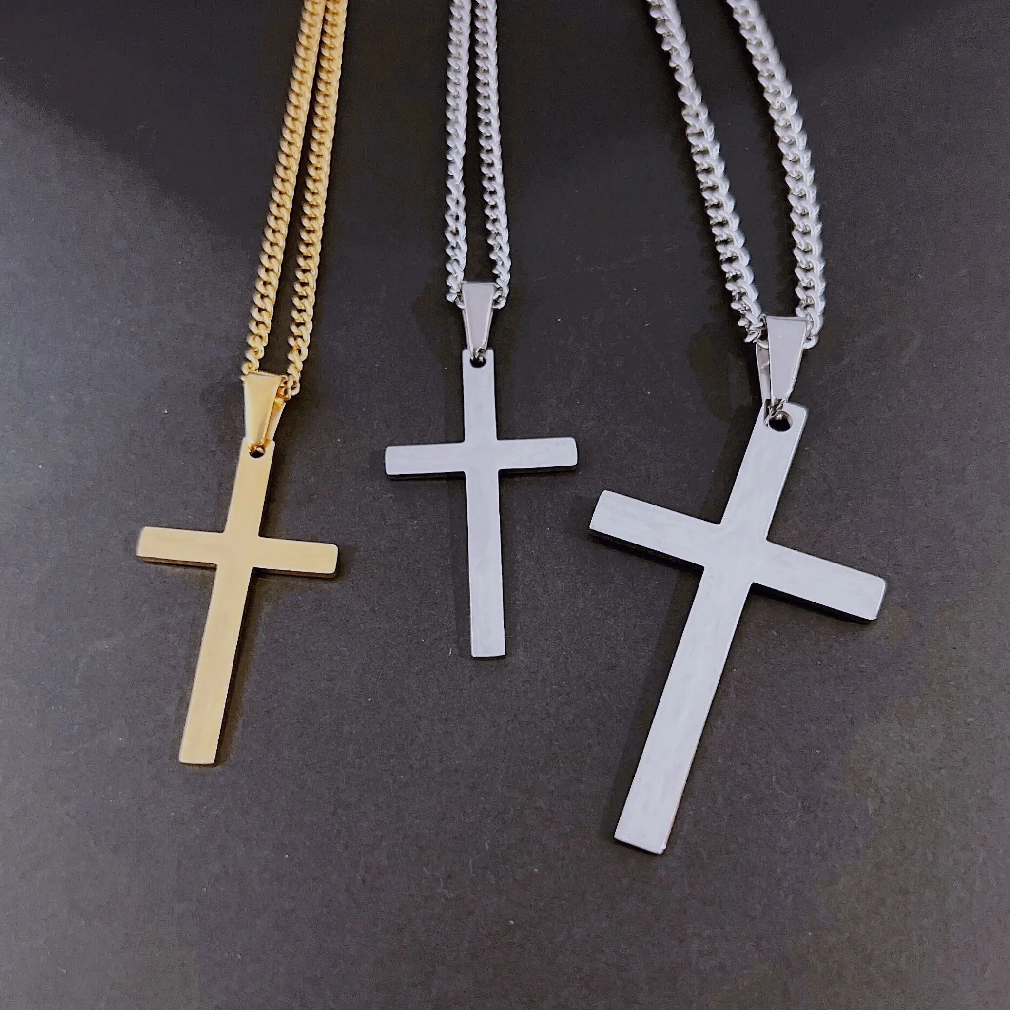 18k Gold Plated Christian Crucifix Jewelry Necklace Stainless Steel Men Rose Cross Pendant Plain Cross Necklace