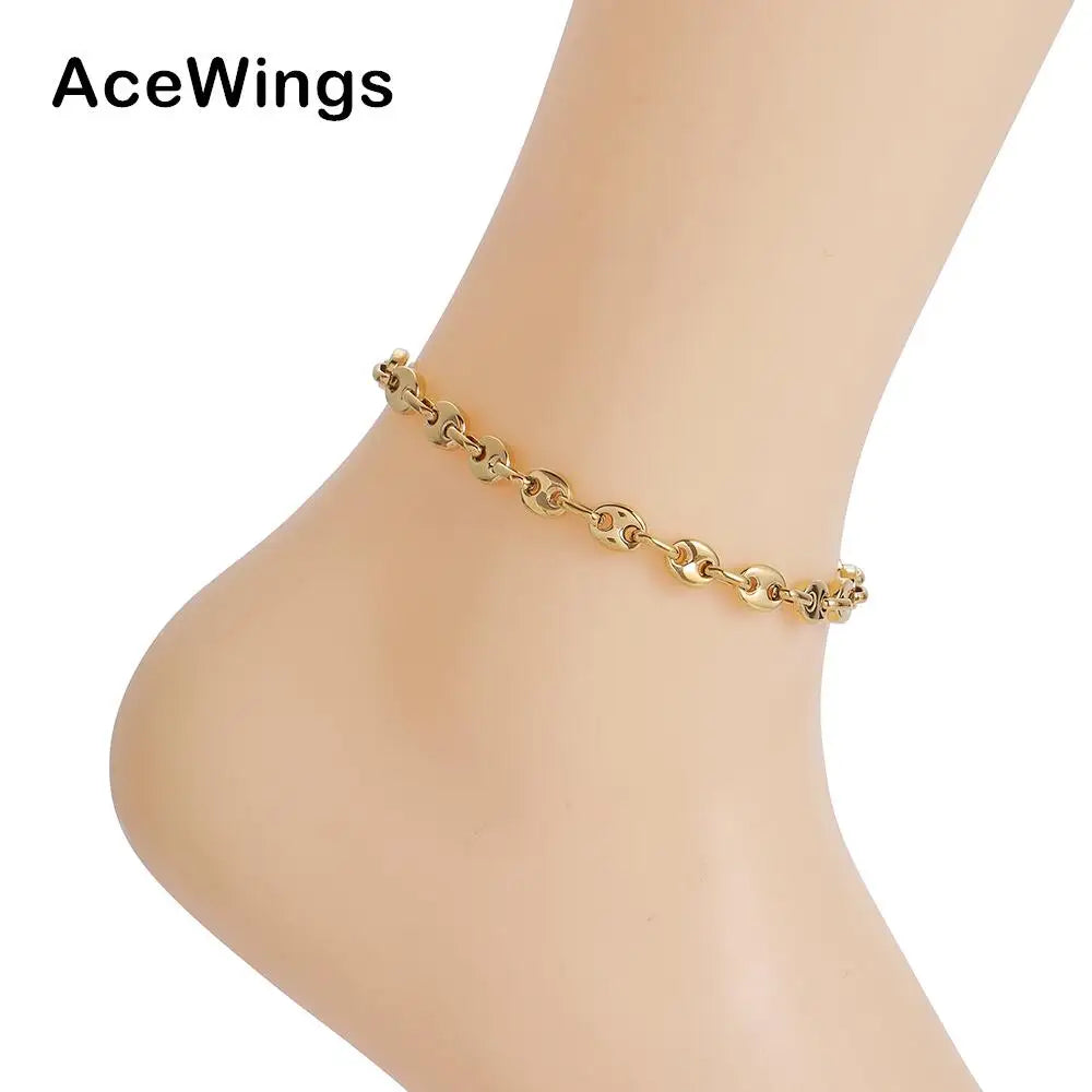 A011 Women Anklet Stainless Steel 7MM 9INCH 10INCH Chain Women Jewelry