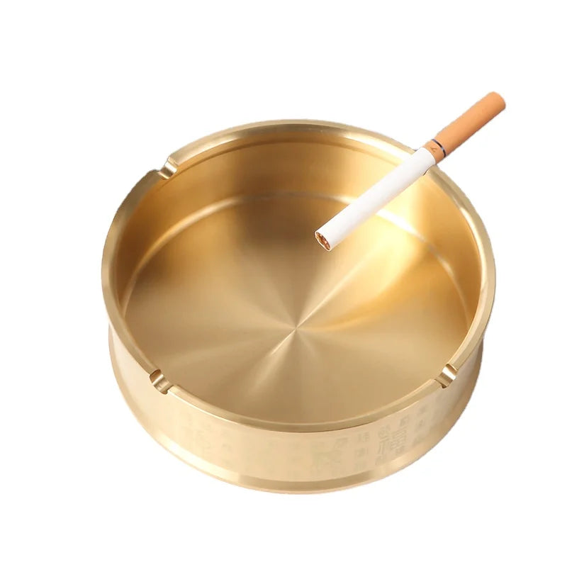 Erliao Exquisite Decorative Brass Ashtray with Vintage Patterns - Ideal for Home Office Hotel & Beyond