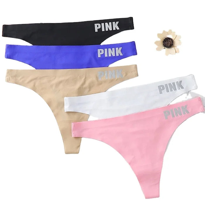 Custom Girls Thongs Panties Low-Rise Seamless Ice Silk Traceless Tanga Underwear Cute Thong Logo Private Label Women's Cute