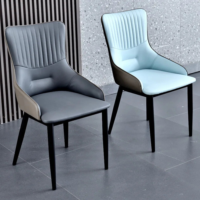 Italian Light Luxury Dining Chairs Modern and Simple Home Use Nordic Restaurant Backrest Iron Art Hotel Leather Soft Package