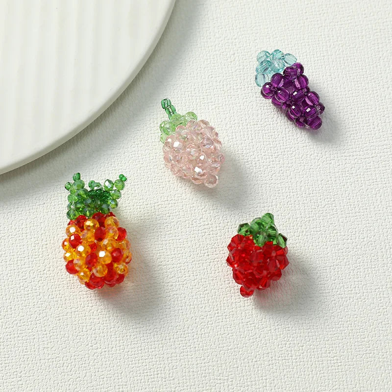 Cute 13-32mm Pineapple Strawberry Charm Resin Fruit Seed Beaded Dangle for Diy Bracelet Necklace Earring Jewelry Accessories