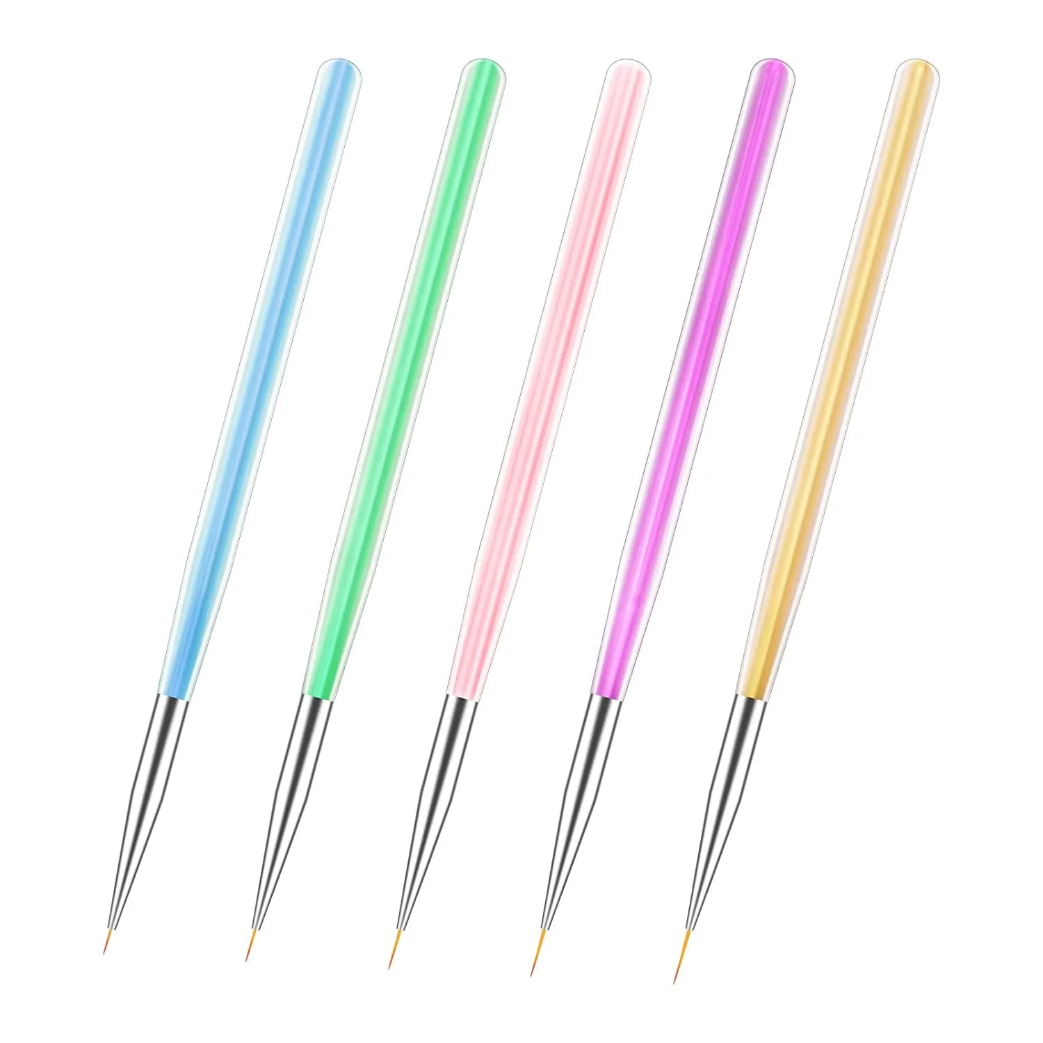 5Pcs Nail Art Liner Brushes Nail Gel Polish Painting  Design Brush Pen Set  Sizes (7/9/11/13/15mm)