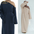 2025 Loriya Islamic Clothing Winter Sweater Abaya Robe Wools Polyester Mixed Closed Abaya Women Muslim Dress With Front Pocket MegaBDM