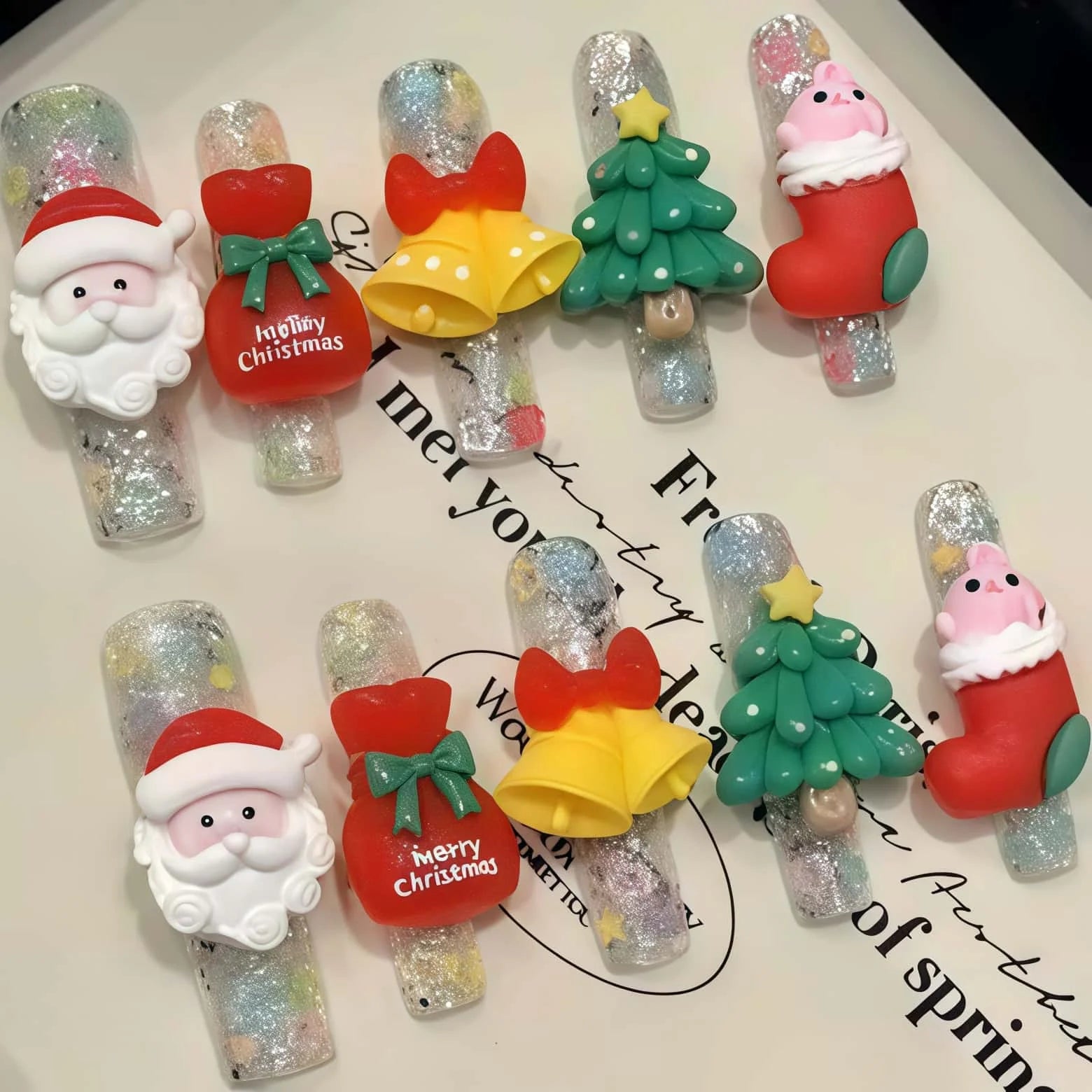 New Design Christmas Style False Nails Artificial Nail Full Cover Press on Hand Made Christmas Nails