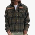Men's Quilted Lined Flannel Shirt Jacket Soft Long Sleeve Outdoor Plaid Shirt Jackets