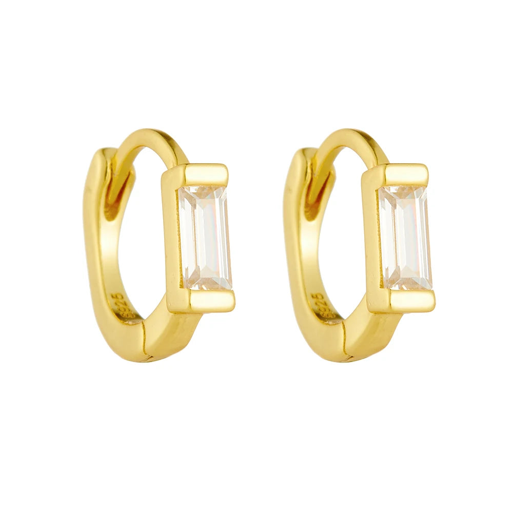 Peishang Wholesale Jewelry 925 Sterling Silver 14K Gold Plated Cz Zircon Irregularity Geometric Rectangle Earrings