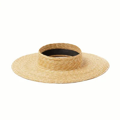 Fashion Trendy Summer Women's Sun Cap Young Lady's Natural Wheat Straw Visor Hat for Beach Resort Holiday Travel Fishing Outdoor
