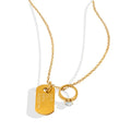 Wholesale Fashion Stainless Steel 18k Gold Plated Jewelry Zircon Circle Rings Letter Tags Pendant Necklace