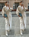 Europe and the United States 2023 Autumn and Winter Fashion Lantern Sleeve Large Lapel Wool Coat