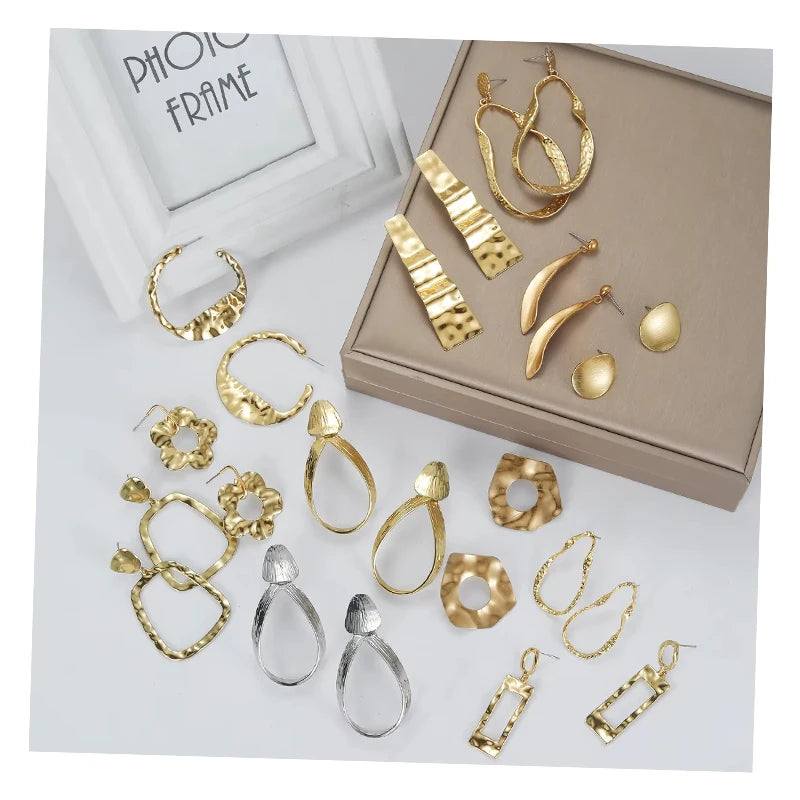 VKME Punk Big Hoop Geometric Design Earrings for Women Jewelry
