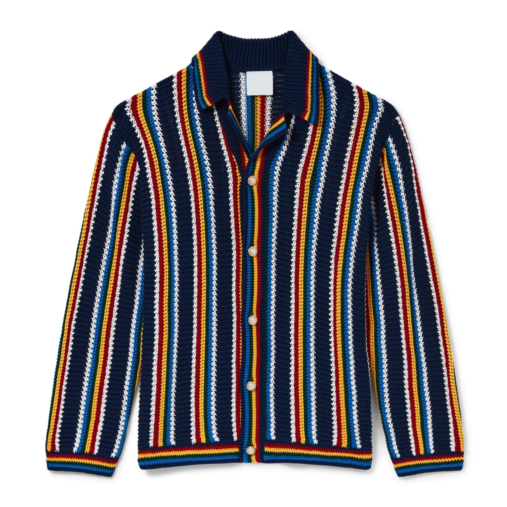 Custom Design logo Beach  Mesh Hollow Out Knitted Top Knit Knitwear Cardigan Sweater  Long Sleeve Stripe Crochet Shirt